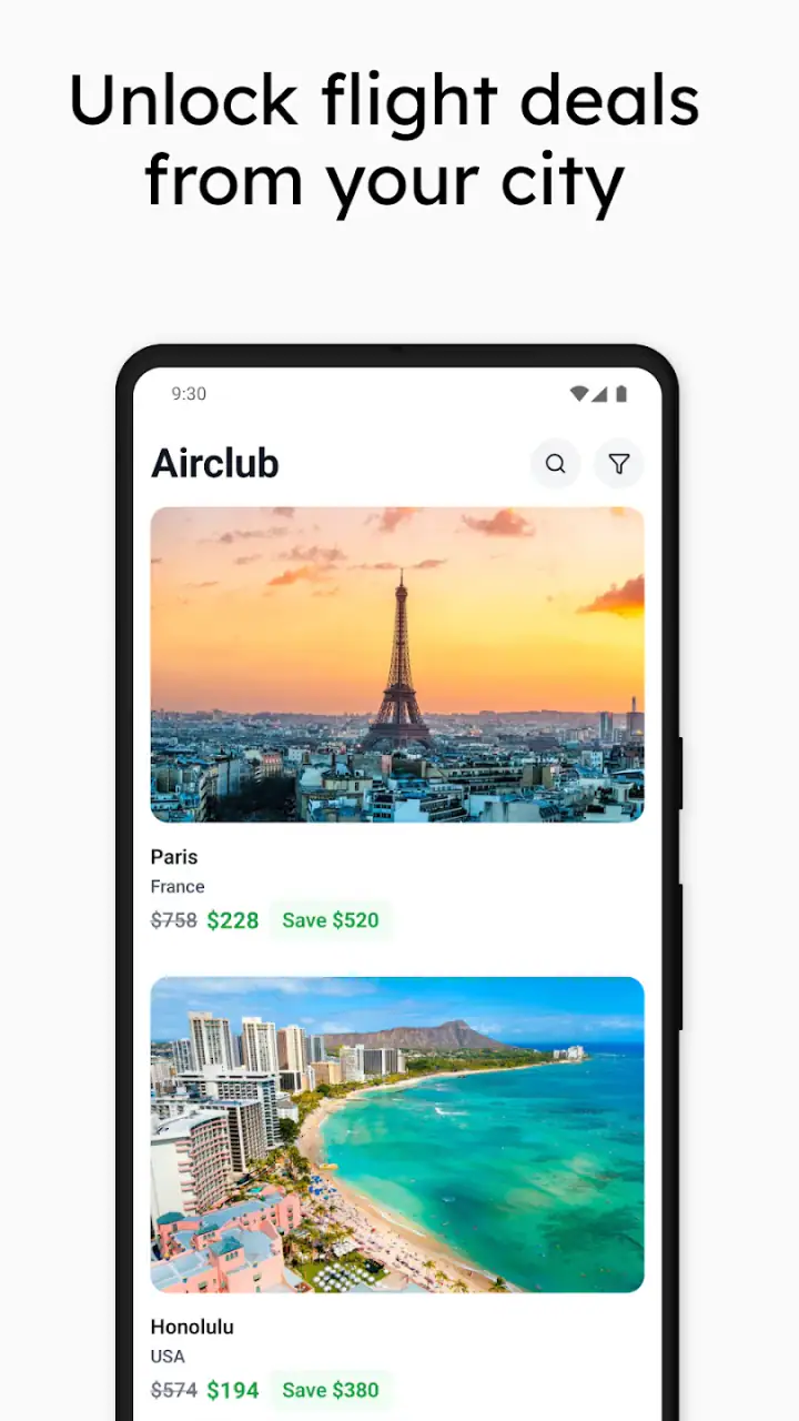 Airclub - Flight Deals screenshot 1