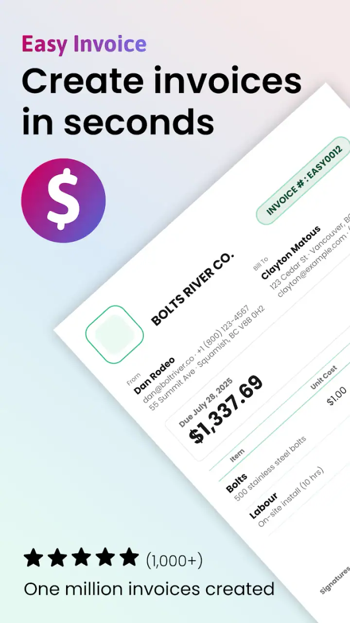 Easy Invoice & Estimate Maker screenshot 1