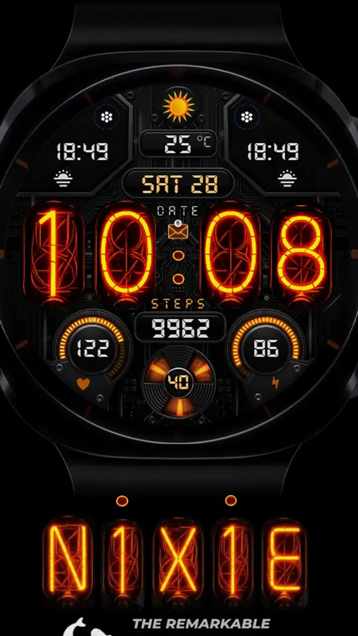 Nixie Digital - Wear OS Face screenshot 1